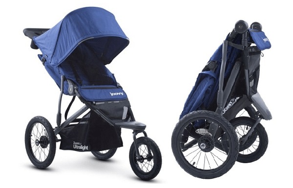 The Joovy Zoom 360 Ultralight has an easy and compact fold
